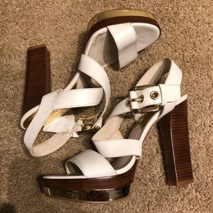 White Michael Kors platform heels